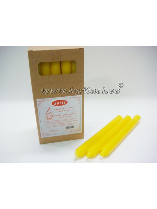 Vela Cor Amarela 19cmx2cm +/- 8h
